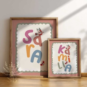 Névre szóló, személyre szabott színes, vidám gyermekszobai falikép - baba - mama - babaszoba-dekoráció - babaposzter - Meska.hu