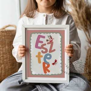 Névre szóló, személyre szabott színes, vidám gyermekszobai falikép - Meska.hu