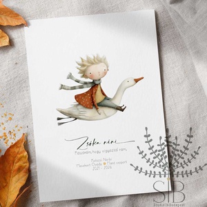 Köszönőajándék óvó néniknek, dadusoknak, lúd grafikás ovis ballagási búcsúajándék, ajándékkísérő, Otthon & Életmód, Papír, írószer, Ajándékozás kellékei, Képeslap, üdvözlőlap, Fotó, grafika, rajz, illusztráció, MESKA