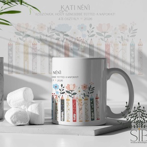 Ballagási ajándék tanároknak, színes ceruza grafikás névre szóló pedagógus, óvodai köszönő ajándék bögre - otthon & életmód - konyhafelszerelés, tálalás - tálalás - bögre & csésze - Meska.hu