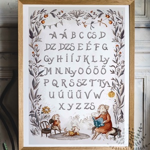 ABC poszter gyerekszobába, iskolára hangoló illusztrált ABC kép, Otthon & Életmód, Dekoráció, Kép & Falikép, Poszter, Fotó, grafika, rajz, illusztráció, MESKA