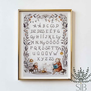 ABC poszter gyerekszobába, iskolára hangoló illusztrált ABC kép - baba - mama - babaszoba dekoráció - babaszoba kép - Meska.hu