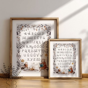 ABC poszter gyerekszobába, iskolára hangoló illusztrált ABC kép - baba - mama - babaszoba dekoráció - babaszoba kép - Meska.hu