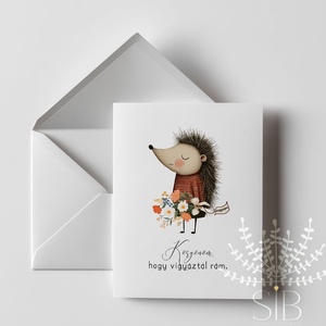 Köszönő kártya, ballagási évzáró köszönöm képeslap, sün - Meska.hu