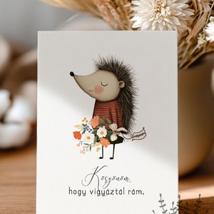 Köszönő kártya, ballagási évzáró köszönöm képeslap, sün - otthon & életmód - papír, írószer - ajándékozás kellékei - képeslap, üdvözlőlap - Meska.hu