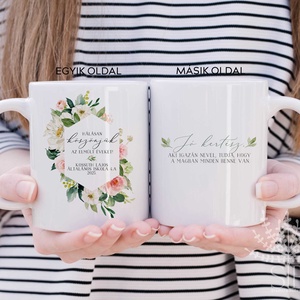 Ballagási bögre festett virágokkal, Egyedi grafikás idézetes csoportajándék óvónőnek, dadusnak, tanítónak, pedagógusnak - Meska.hu