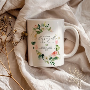 Ballagási bögre festett virágokkal, Egyedi grafikás idézetes csoportajándék óvónőnek, dadusnak, tanítónak, pedagógusnak - otthon & életmód - konyhafelszerelés, tálalás - tálalás - bögre & csésze - Meska.hu