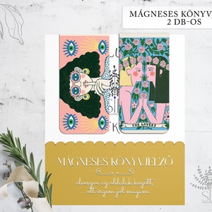 Mágneses könyvjelző, 2 db-os különböző grafikás, Tarot könyvmoly ajándék - Meska.hu