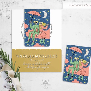 Mágneses könyvjelző, vonalrajzos határidőnapló jelölő, Könyv & Zene, Könyvjelző, Fotó, grafika, rajz, illusztráció, Mágneses könyvjelző szerelmes pár vonalrajzos vintage stílusú grafikával, határidőnapló jelölő, két..., MESKA