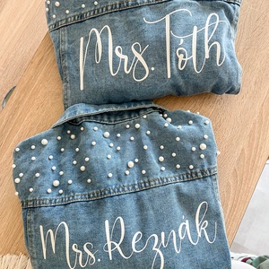 Esküvői farmerkabát menyasszonyoknak � egyedi felirattal - esküvő - ruha - menyasszonyi ruha - Meska.hu