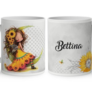 Névvel kérhető - Lazulós Napraforgós tündérlány mintás bögre, Otthon & Életmód, Konyhafelszerelés, tálalás, Tálalás, Bögre & Csésze, , MESKA