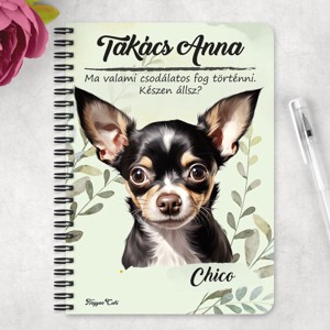 Személyre szabható - Fekete Csivava portré mintás A6-os füzet - otthon & életmód - papír, írószer - jegyzetfüzet & napló - Meska.hu