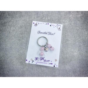 Szeretlek Tesó kulcstartó rózsakvarccal, Táska & Tok, Kulcstartó & Táskadísz, Kulcstartó, , MESKA