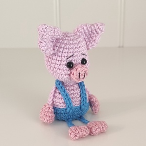 KÉSZLETEN!  Késztermék! Amigurumi ujjbáb - Misi a kismalac (kék) - játék & sport - bábok - ujjbáb - Meska.hu