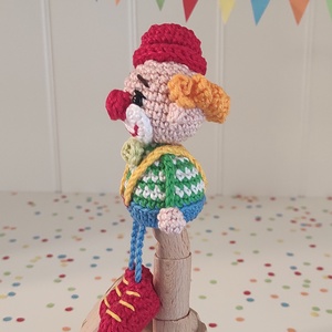 Késztermék! Amigurumi Frici a bohóc ujjbáb - játék & sport - bábok - ujjbáb - Meska.hu