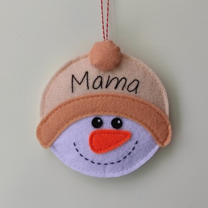 Mama - Névre szóló hóember..., Karácsony, Karácsonyi lakásdekoráció, Karácsonyfadíszek, Varrás, MESKA