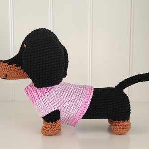 KÉSZLETEN!  Tacsi rózsaszín pulcsiban... - játék & sport - plüssállat & játékfigura - kutya - Meska.hu