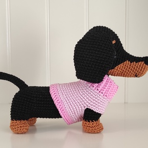 KÉSZLETEN!  Tacsi rózsaszín pulcsiban... - játék & sport - plüssállat & játékfigura - kutya - Meska.hu