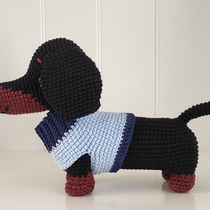 KÉSZLETEN!  Tacsi kék pulcsiban... - játék & sport - plüssállat & játékfigura - kutya - Meska.hu