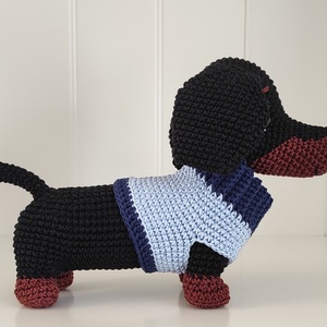 KÉSZLETEN!  Tacsi kék pulcsiban... - játék & sport - plüssállat & játékfigura - kutya - Meska.hu