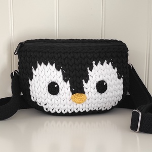Mini horgolt táska - pingvin... - táska & tok - kézitáska & válltáska - vállon átvethető táska - Meska.hu