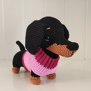 KÉSZLETEN!  Tacsi rózsaszín pulcsiban... - játék & sport - plüssállat & játékfigura - kutya - Meska.hu