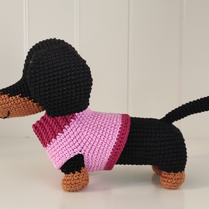 KÉSZLETEN!  Tacsi rózsaszín pulcsiban... - játék & sport - plüssállat & játékfigura - kutya - Meska.hu