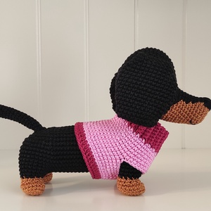 KÉSZLETEN!  Tacsi rózsaszín pulcsiban... - játék & sport - plüssállat & játékfigura - kutya - Meska.hu