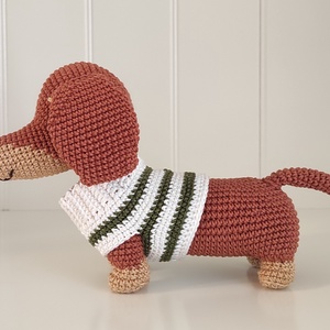 KÉSZLETEN!  Tacsi csíkos pulcsiban... - játék & sport - plüssállat & játékfigura - kutya - Meska.hu