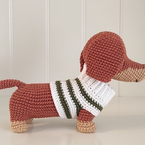 KÉSZLETEN!  Tacsi csíkos pulcsiban... - játék & sport - plüssállat & játékfigura - kutya - Meska.hu