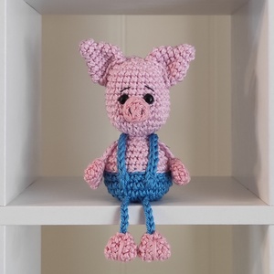 KÉSZLETEN!  Késztermék! Amigurumi ujjbáb - Misi a kismalac (kék) - Meska.hu