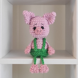 KÉSZLETEN!  Késztermék! Amigurumi ujjbáb - Misi a kismalac (zöld) - Meska.hu