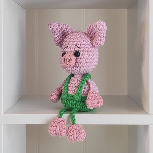KÉSZLETEN!  Késztermék! Amigurumi ujjbáb - Misi a kismalac (zöld) - játék & sport - bábok - ujjbáb - Meska.hu
