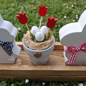 Húsvéti nyuszis dekoráció - ünnepi díszek, dekorációk - húsvéti díszek és dekorációk - húsvéti asztaldíszek - Meska.hu