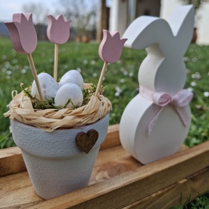 Húsvéti nyuszis dekoráció - ünnepi díszek, dekorációk - húsvéti díszek és dekorációk - húsvéti asztaldíszek - Meska.hu
