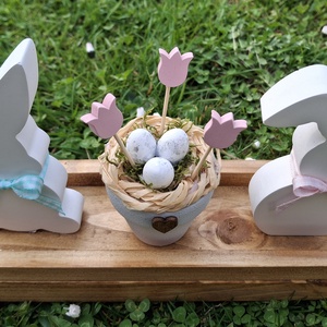 Húsvéti nyuszis dekoráció - ünnepi díszek, dekorációk - húsvéti díszek és dekorációk - húsvéti asztaldíszek - Meska.hu