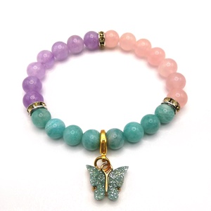 amazonit - rózsakvarc - ametiszt karkötő - ékszer - karkötő - ásványkarkötő - Meska.hu