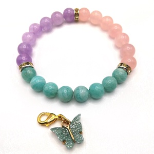 amazonit - rózsakvarc - ametiszt karkötő - ékszer - karkötő - ásványkarkötő - Meska.hu