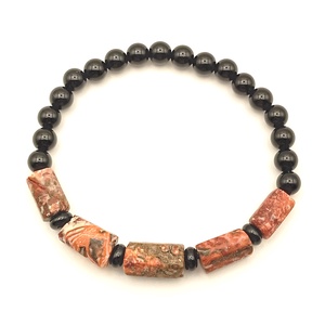 Leopárd jáspis - Ónix 6 mm karkötő - ékszer - karkötő - ásványkarkötő - Meska.hu