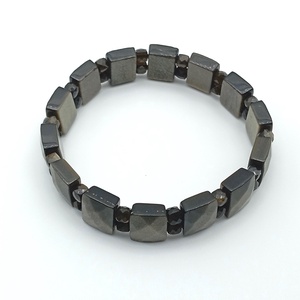 Ezüst obszidián kocka kétsoros karkötő - ékszer - karkötő - ásványkarkötő - Meska.hu