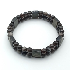 Ezüst obszidián golyós kétsoros karkötő - Meska.hu