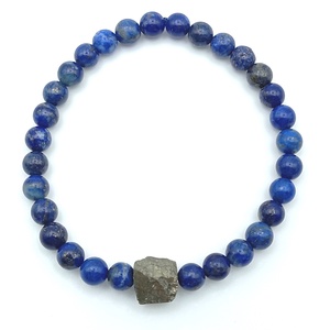 Lazurit - Pirit kockával karkötő - ékszer - karkötő - ásványkarkötő - Meska.hu