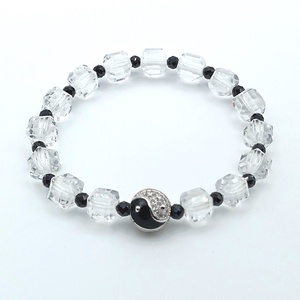 Hegyikristály kocka jin-jang karkötő - Meska.hu