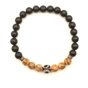 Tájképjáspis - Ónix - Dzi szemes férfi karkötő - ékszer - karkötő - ásványkarkötő - Meska.hu
