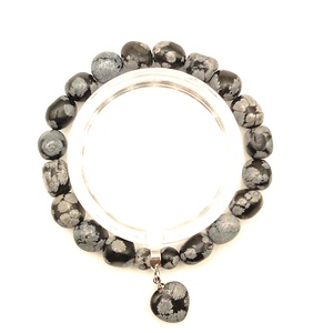 Hópehely obszidián szivecskés nugget karkötő - ékszer - karkötő - ásványkarkötő - Meska.hu