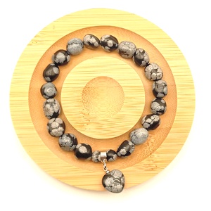 Hópehely obszidián szivecskés nugget karkötő - ékszer - karkötő - ásványkarkötő - Meska.hu