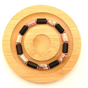 Rodokrozit - Ónix karkötő - ékszer - karkötő - ásványkarkötő - Meska.hu