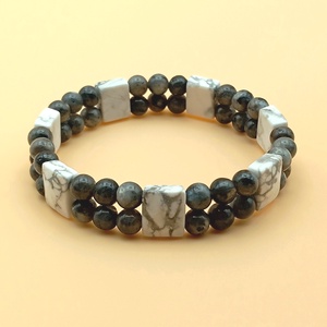 Howlit - Larvikit kétsoros karkötő, Ékszer, Karkötő, Ásványkarkötő, Ékszerkészítés, MESKA