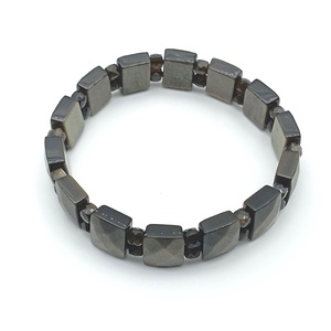 Ezüst obszidián kocka kétsoros karkötő - ékszer - karkötő - ásványkarkötő - Meska.hu