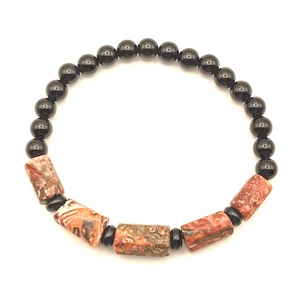Leopárd jáspis - Ónix 6 mm karkötő - ékszer - karkötő - ásványkarkötő - Meska.hu